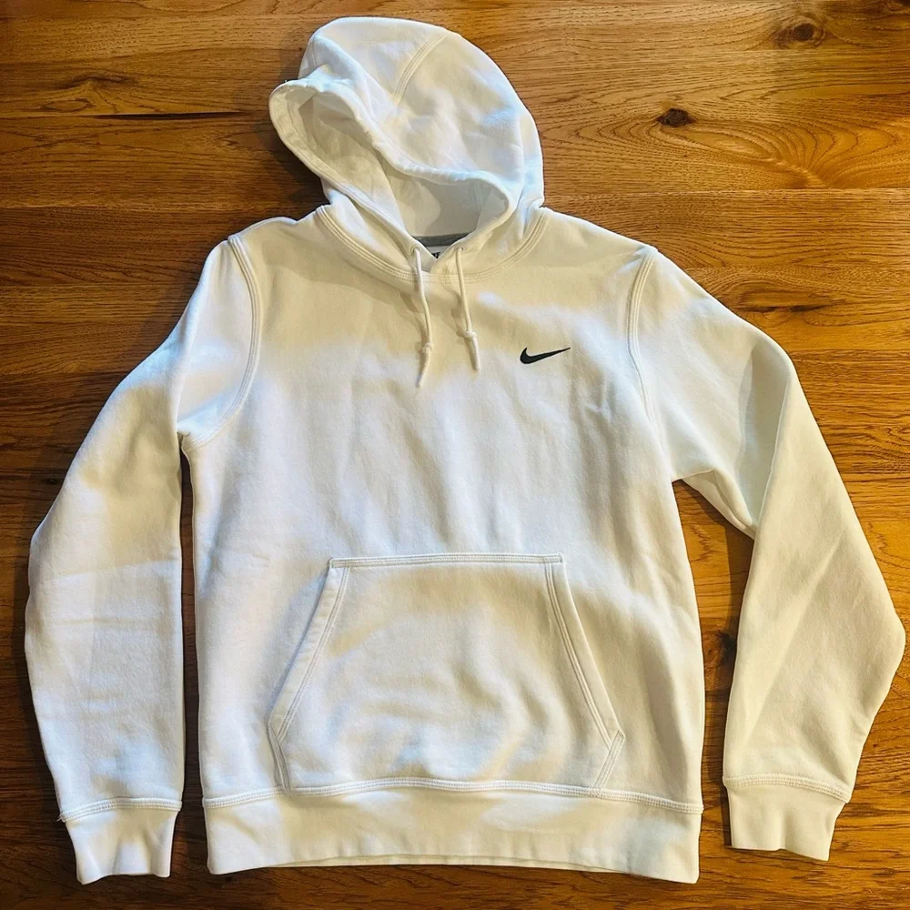 Nike Men's White Hoodie with Black Logo - Picture 2 of 4